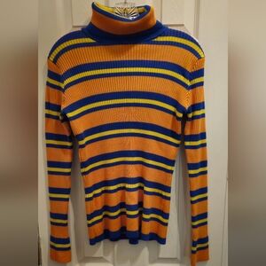 Unbranded Striped Orange, Yellow & Blue Thick Knit Sweater - Size XL